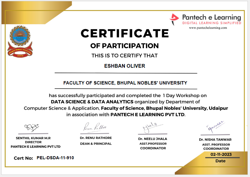 Workshop on Data Science & Analytics